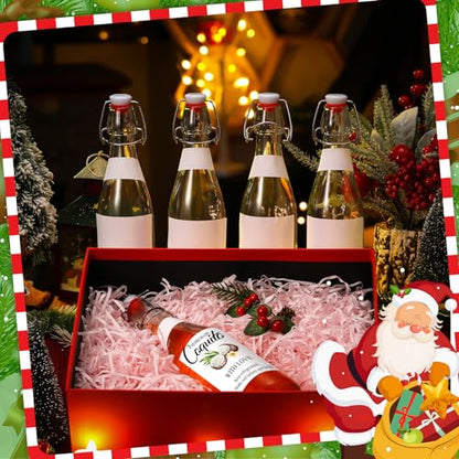 Sieral 6 Set Coquito Bottles 16 oz Christmas Swing Top Glass Bottles Flip Top Brewing Bottle for Vanilla Extract Homemade with Christmas DIY Label Stickers Home Brewing Coquito Beverages Liqueur - color: Christmas DIY