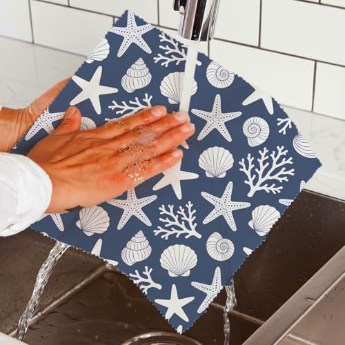 Reusable Beeswax Wraps, Sea Turtle&Starfish Shell Wraps, 9 Pack Eco-Friendly Food Storage, Organic, Sustainable, Zero Waste, Plastic-Free, Sandwich, Bowl, Fruit, 1XL, 3M, 5S - color: Blue Ocean