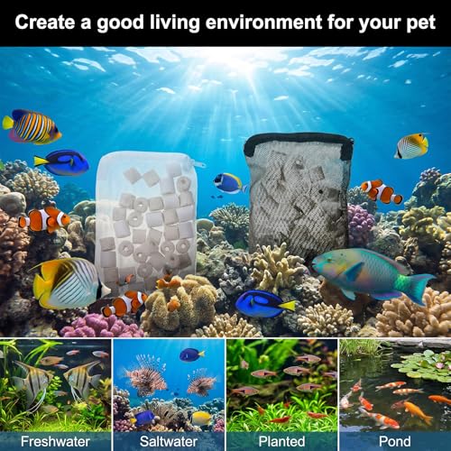 16 Pcs Aquarium Filter Media Bags Extra Fine Filter Medias Bag with Zipper 7.8 x 5.9 Inch Aquarium Media Bag Reusable Strong Polyester Fine Mesh Bags for Fish Tank Activated Carbon Ceramic Rings | 7.8 x 5.9 Inch Aquarium Media Bag Reusable Strong Polyeste