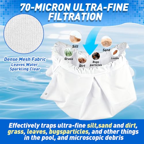 Pool Cleaner Filter Bag, 99954307-R1 Ultra-Fine Silt Mesh 70 Micron Bag, Compatible with Maytronics Dolphin Pool Cleaner Parts- for DX3 DX4 M3, Reusable Pool Vacuum Bag Replacement