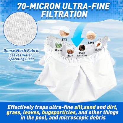 Pool Cleaner Filter Bag, 99954307-R1 Ultra-Fine Silt Mesh 70 Micron Bag, Compatible with Maytronics Dolphin Pool Cleaner Parts- for DX3 DX4 M3, Reusable Pool Vacuum Bag Replacement