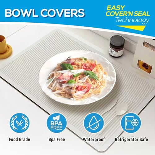 200PCS 10Inch Bowl Covers for Sourdough Bread Proofing | Outdoor Picnics,BPA-Free Plastic,Elastic Stretch Food Storage Lids,Meal Prep,Fresh Keeping,Shower Cap,Hair Deep Conditioning - color: 10Inch-200pcs