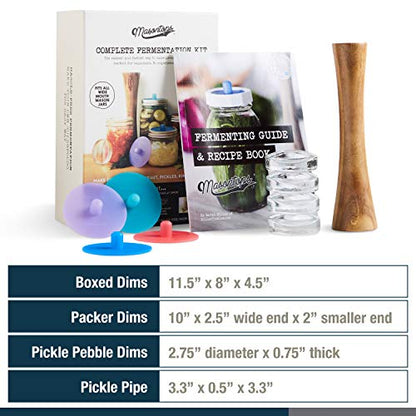 Masontops Complete Mason Jar Fermentation Kit - Pickle Kit, Sauerkraut Making Kit Kimchi Container - Fermentation Airlock Lids Wide Mouth Mason Jars - size: Wide Mouth