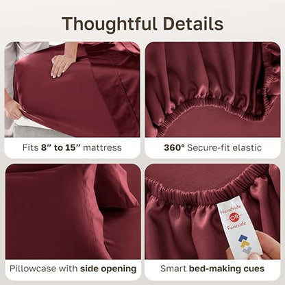 California Design Den 100% Cotton Twin Sheets Set - Luxury 600 Thread Count, Sateen Weave, Deep Pocket Sheets Twin Size Bed Set - Brick Red - color: 26 - Brick Red, size: Twin