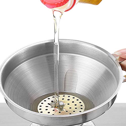 Stainless Steel Funnel with Built-in Strainer – Large Wide-Mouth Heavy-Duty Kitchen Funnel for Canning, Wine Making, Oil Transfer, and Liquid Pouring