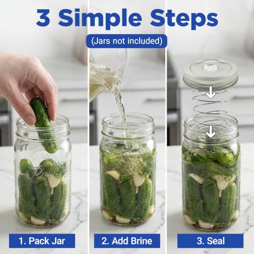 Ultimate Fermentation Kit to Make Probiotic Vegetables: Sauerkraut, Kimchi, Pickles w/FREE Digital Guide, 3 Fermenting Springs & Venting Lids for Easy Pickling in Wide Mouth Mason Jars (Not Included)
