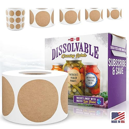 MESS Dissolvable Canning Labels for Jars – 400 Dissolvable Mason Jar Labels - Dissolvable Food Labels for Containers - Jam Homemade Canning Jar Labels Stickers - Removable Mason Jar Labels 2"