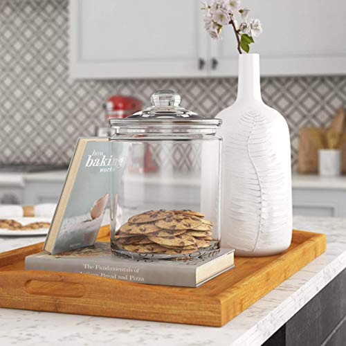 Le'raze Glass Canister Set for Kitchen Counter + Labels & Marker - Set of 2 - Glass Cookie Jars with Airtight Lids - Food Storage Containers with Lids Airtight for Pantry - Flour, Sugar, Coffee, etc.