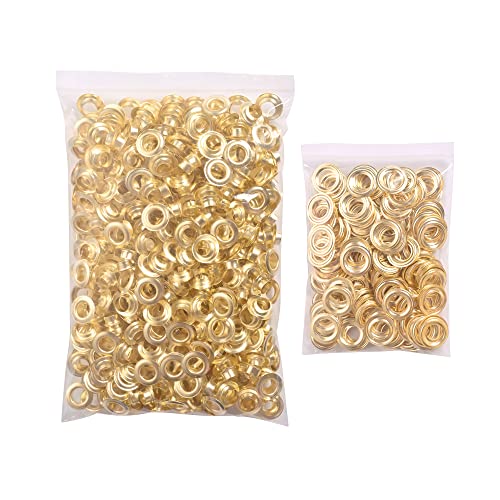 KING PIECES 1000pcs Gold Grommets 3/8 Inch (10mm) Washers and Grommets Kit for Grommet Tool, Banner & Posters Metal Grommets Eyelets for Fabric Clothes Leather Belt Punching - color: Gold, size: 1000pcs 3/8 Inch