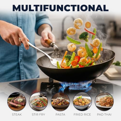 Zulay Kitchen Stainless Steel Wok Spatula - 14.8” Heat-Resistant Metal Turner for Stir-Fry, Sauté & Grilling - Durable, Rust-Proof & Dishwasher Safe Kitchen Utensil for Everyday Use - size: Wok Spatula