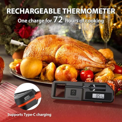 Smart Meat Thermometer Digital Instant Read Wireless Cooking Thermometer for BBQ Grill Air Fryer, Gifts for Men, Kitchen Essentials Gadgets Grilling Accessories, Stocking Stuffers Food Thermometers