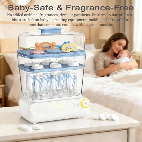 xcivi 40 Count Descaling Tablets for Momcozy Bottle Washers, Sterilizers | compatible with Momcozy/Baby/Brezza/GROWNSY bottle washer, descaling tablets for milk & limescale removal, natural non-toxic