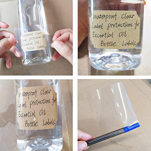 2.5x1.6 Inch Clear Waterproof Label Protectors for Essential Oil Bottle Labels and Food Jars Labels - 300 Barcode Label Protectors/Roll