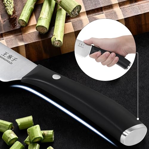 WANGMAZI Professional Kitchen Knife Set, 15 Pcs Sharp Kitchen Knife Set with Built-In Knife Sharpener, Dishwasher Safe, German Stainless Steel Knife Block Set for Home Kitchen Gifts, Black - color: 03-Black