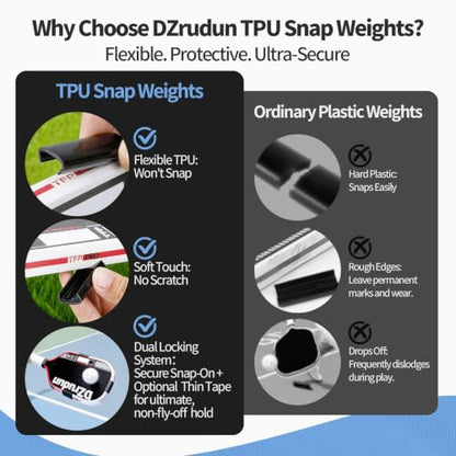 DZrudun Pickleball Paddle Weights,5x3g Snap Weights+End Cap Coins 6/9/12g | Lead-free clip-on pickleball weights for 16mm paddles, 27mm pickleball paddle cap weights for balance control stability