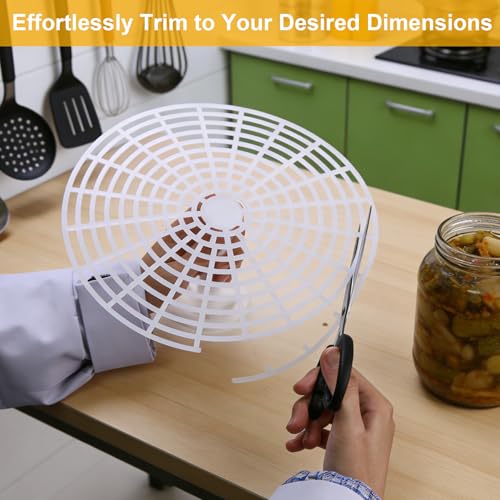 2 Pack 8.7 Inch Fermenting Press Plate with Adjustable Handle,Fermenting Jar Mesh Presser Flexible Cuttable Fermentation Press for Kimchi Sauerkraut Pickles, Reusable Fermenting Supplies