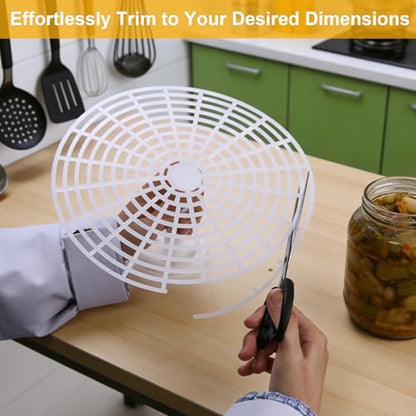 2 Pack 8.7 Inch Fermenting Press Plate with Adjustable Handle,Fermenting Jar Mesh Presser Flexible Cuttable Fermentation Press for Kimchi Sauerkraut Pickles, Reusable Fermenting Supplies