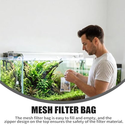 Aquarium Filter Media Bags 15pcs Fish Tank Ultra Fine 100 Micron Mesh Bags with Plastic Zipper for Bio Rings Ceramic and Activated Carbon (3" x 4")
