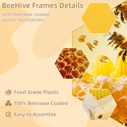 10-Frame Langstroth Medium Super Bee Hive Box, Dipped in Beeswax, Includes Wooden Frames & Waxed Foundations, Unassembled for Beginner Beekeepers - style: Medium Box