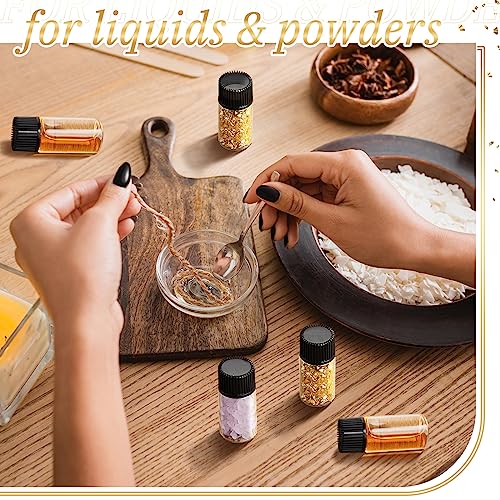 Lallisa 100 Pcs 4 ml Glass Vials with Black Screw Caps and Plastic Stoppers, 1 Dram Clear Small Leakproof Bottles Bulk, Mini Liquid Sample Vials for Essential Oils, Sample, DIY Craft - color: Clear with Black Cap, size: 4 ml