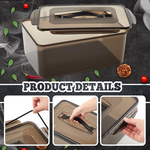 Reallnaive 1 Pcs Marinating Containers with Lid 6.5 Quart Plastic Food Brining Containers Dishwasher Safe Grilling Accessories for Thanksgiving Meat Chicken Turkey Rib BBQ Prep Storage - size: 6.5 Quart