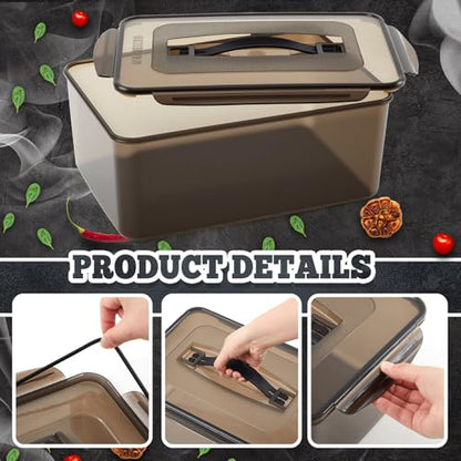 Reallnaive 1 Pcs Marinating Containers with Lid 6.5 Quart Plastic Food Brining Containers Dishwasher Safe Grilling Accessories for Thanksgiving Meat Chicken Turkey Rib BBQ Prep Storage - size: 6.5 Quart