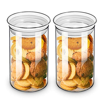 ZENS 37oz Glass Jars Set of 2, Clear Glass Kitchen Canisters with Airtight Lids, Wide Mouth Glass Storage Containers for Cereal, Coffee Beans, Loose Tea - size: 8-37oz 2Pack