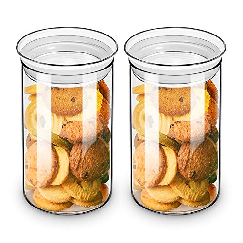 ZENS 37oz Glass Jars Set of 2, Clear Glass Kitchen Canisters with Airtight Lids, Wide Mouth Glass Storage Containers for Cereal, Coffee Beans, Loose Tea - size: 8-37oz 2Pack