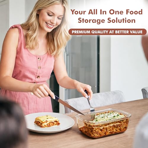 Razab 2 Pcs 1860ml / 63 Oz Large Glass Food Storage Containers with Lids - Glass Meal Prep Containers with Locking Lids for Roasting, Storing Leftover, Lunch Container, BPA Free, Microwave & Oven Safe - color: Pink