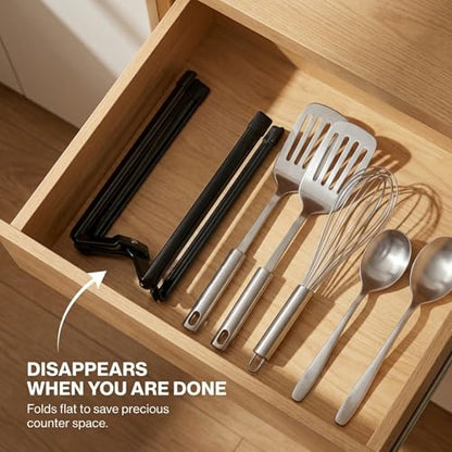Performore Collapsible Bottle Drying Rack – Stainless Steel Kitchen Stand Holder for Bottles, Cups & Plastic Bags – Space-Saving Multi-Use 50-Pc Bag Organizer