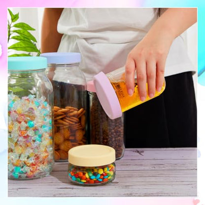 Teenyyou 6 Pcs Silicone Regular Mouth Lids Mason Jar Lids Thickened Leak Proof Lid for 70 mm All regular mouth Mason Jars, Reusable Large Canning Jar Caps(Macaron) - color: Macaron, size: 70 mm