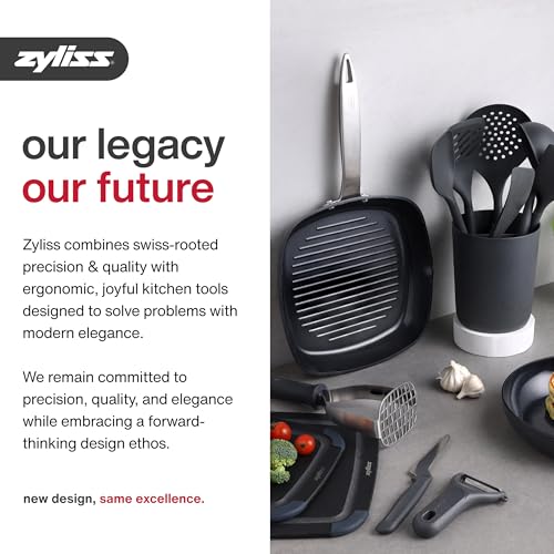 Zyliss Chef's Knife with Sheath Cover - Stainless Steel Knife - Fruit, Vegetable, Herbs & Meats Knife - Travel Knife with Safety Kitchen Blade Guards - Dishwasher & Hand Wash Safe - 7.25" - Black