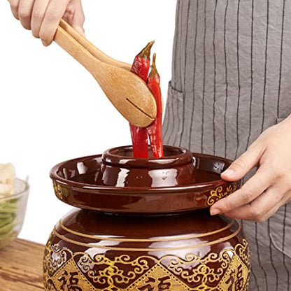 Thickened Ceramic Fermentation Crock Pickling Pot,Traditional Chinese Porcelain Pickle Jar,Fermenting Jar with Water Seal Airlock Lid Stoneware Fermenter for Kimchi 8KG - size: 8KG