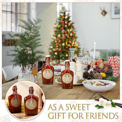 Uiifan 2 Pack 12 oz Vanilla Extract Bottles with Swing Top Flask Whiskey Pocket Amber Glass Flask for Homemade Vanilla Extract Lemon Kombucha Water Apply Christmas Wedding Gift (Amber) - color: Amber, size: 12oz