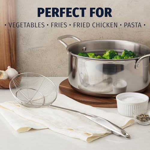 Zulay Kitchen Premium Stainless Steel Skimmer Strainer Ladle - 15” Large Straining Spoon for Frying, Boiling & Blanching - Durable, Rust-Resistant & Heat-Proof Kitchen Tool for Everyday Use - size: Skimmer Strainer
