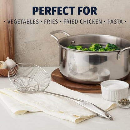 Zulay Kitchen Premium Stainless Steel Skimmer Strainer Ladle - 15” Large Straining Spoon for Frying, Boiling & Blanching - Durable, Rust-Resistant & Heat-Proof Kitchen Tool for Everyday Use - size: Skimmer Strainer