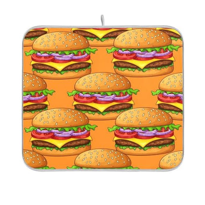 Cheeseburger Tomato Onion Dish Drying Mat Kitchen Dish Drying Pad Absorbent Microfiber Coffee Mat for Draining Racks Countertops Sinks 16x18 Inch - size: 16x18in