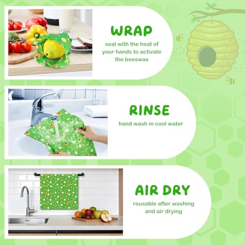 Beeswax Food Wraps 2 Roll 13 x 39 Inch Reusable Beeswax Wraps Eco-Friendly Sustainable Food Storage Wraps for Sandwich, Cheese, Fruit, Bread, Snacks - size: 2 pcs Green