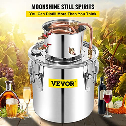 VEVOR Alcohol Still 13.2Gal/50L Alcohol Distiller Stainless Steel Distillery Kit for Alcohol With Copper Tube & Pump Home Brewing Kit Build-in Thermometer for DIY Whisky Wine Brandy - size: 13.2Gal