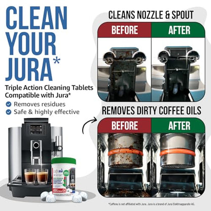 Caffenu Jura Compatible Cleaning Tablets, 30 Count, Home and Pro Machines