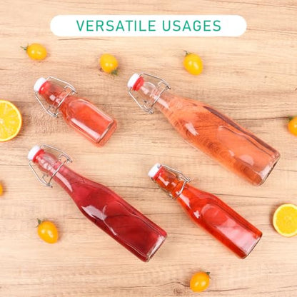 12 Pack 16oz Swing Top Glass Bottles | Flip Top Glass Bottle,Square Bottles with Airtight Stoppers for Kombucha, Kefir, Vanilla Extract, Beer - size: 16oz-12pack
