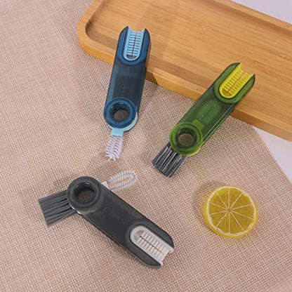 3 in 1 Cup Lid Gap Cleaning Brush Set, Multifunctional Insulation Bottle Cleaning Tools, Mutipurpose Tiny Silicone Cup Holder Cleaner, Home Kitchen Cleaning Tools (3Pcs Blue) - color: Blue