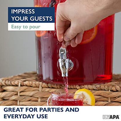 Ilyapa 2 Gallon Glass Beverage Dispenser - Wide Mouth Mason Jar Drink Dispenser - with Glass Flip Top Lid for Parties, Weddings, Lemonade, Cold Water - size: 2 Gallon Flip Top