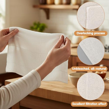 6 Pcs Cheese Cloths for Straining, 20 x 20 Inch Muslin Cloths Reusable Cotton Cheesecloth Square Precut Fabric Filter for Straining Milk Yogurt Juicing Cooking Baking