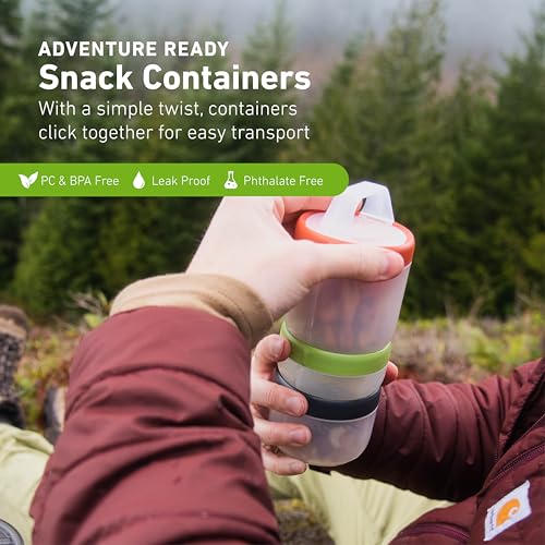 humangear STAX, Stackable Snack Containers - 4-Piece Leak-Proof Snack Travel System - FDA-Food Safe, BPA/PC/Phthalate-Free - Stackable & Click-Together Food Storage, Medium - color: Spectrum, size: Medium