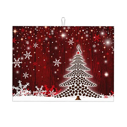 Large Dish Drying Mats For Kitchen Counter Microfiber Kitchen Drying Mat XL Draining Pad Absorbent Quick Drying Dish Mat 18x24 Inch - Christmas Tree - color: Christmas tree