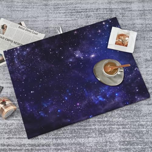 Galaxy Starry Night Sky Stars Dish Drying Mat for Kitchen Counter 18 x 24 inch Cosmic Starry Dish Drainer Rack Mats with Hanging Loop Universe Nebula Space Dishes Drainer Pads Drying Pad - color: Dark Blue