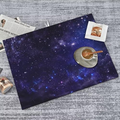 Galaxy Starry Night Sky Stars Dish Drying Mat for Kitchen Counter 18 x 24 inch Cosmic Starry Dish Drainer Rack Mats with Hanging Loop Universe Nebula Space Dishes Drainer Pads Drying Pad - color: Dark Blue