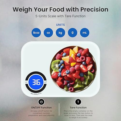 Nutrition Scale – Digital Kitchen Food Scale with App, Smart Food Scale for Calorie & Nutrition Tracking, White - color: White