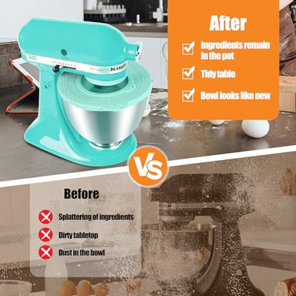 Silicone Mixers Bowl Cover Compatible with KitchenAid 4.5-5 Quart Tilt-Head Stand Mixers Bowl,with Collapsible Small Bowl(Green) - color: Green